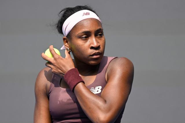 USA's Coco Gauff reacts during the women's singles second round tennis match against Colombia's Camila Osorio at the China Open tennis tournament in Beijing on October 3, 2026. (Photo by WANG Zhao / AFP)