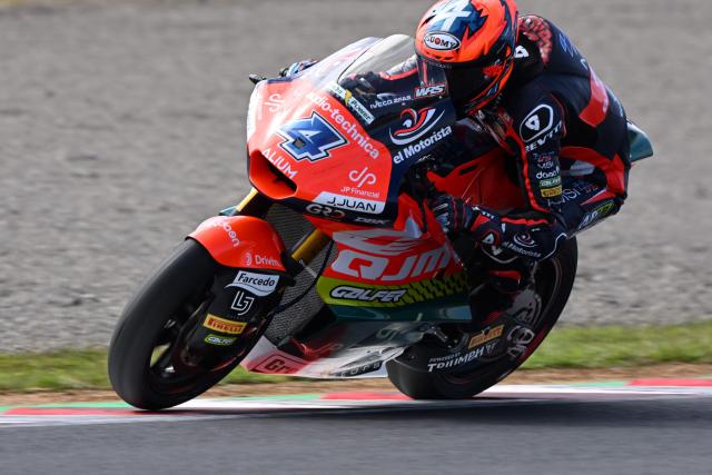 QJMOTOR - Reverte - MSI rider Ivan Ortola of Spain rides his motorcycle during the Moto2 class practice session of MotoGP Japanese Grand Prix at the Mobility Resort Motegi in Motegi, Tochigi prefecture on October 3, 2026. (Photo by Toshifumi KITAMURA / AFP)