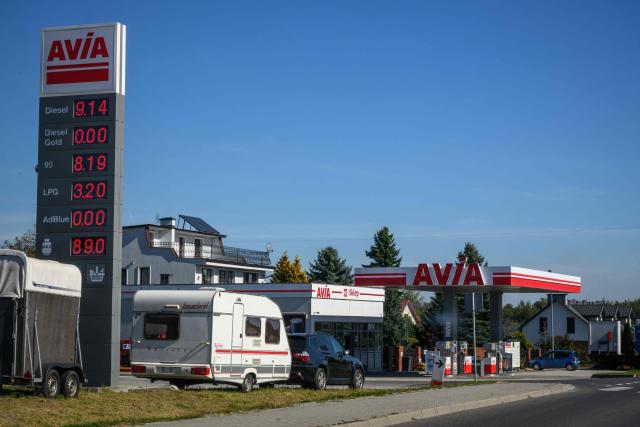 This photograph taken on October 2, 2026 shows an Avia petrol station outside the city of Chmielnik, some 220 km south of Warsaw. (Photo by Mladen ANTONOV / AFP)