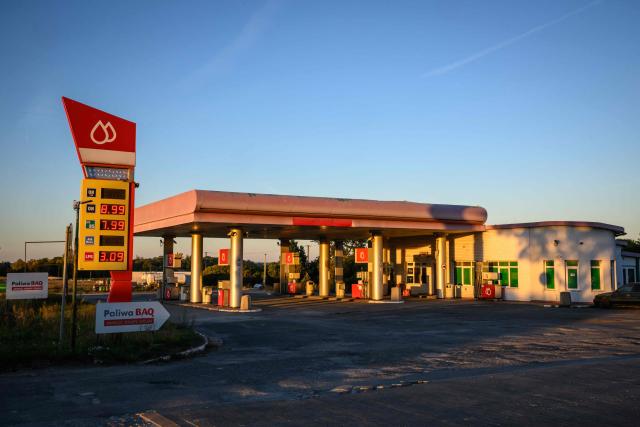 This photograph taken on October 2, 2026 shows a petrol station outside the city of Radom, some 100 km south of Warsaw. (Photo by Mladen ANTONOV / AFP)