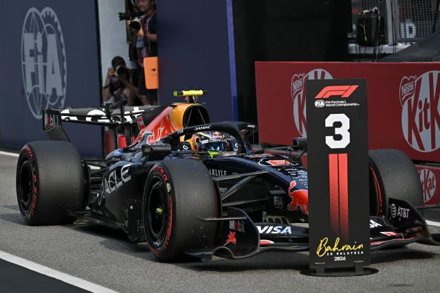 Red Bull Racing's French driver Isack Hadjar parks after the qualifying session of the Formula One Bahrain Grand Prix in Sepang on October 3, 2026. (Photo by Lillian SUWANRUMPHA / AFP)