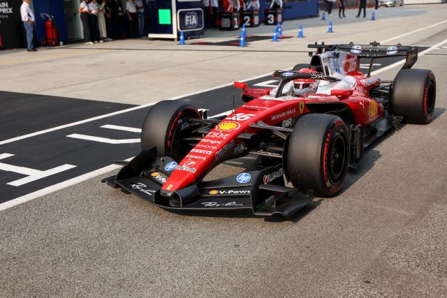 Ferrari's Monegasque driver Charles Leclerc enters the pit lane after the qualifying session of the Formula One Bahrain Grand Prix in Sepang on October 3, 2026. (Photo by Annice Lyn / POOL / AFP)