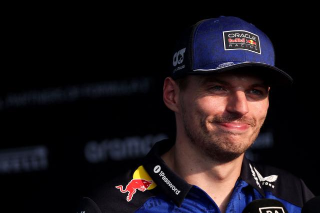 Red Bull Racing's Dutch driver Max Verstappen reacts after qualifying in pole position in the qualifying session of the Formula One Bahrain Grand Prix in Sepang on October 3, 2026. (Photo by I-HWA CHENG / AFP)