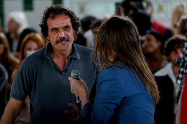 Austrian fashion designer Andreas Kronthaler for Vivienne Westwood aknowledges the audience at the end of the Vivienne Westwood Women's Spring/Summer 2027 collection fashion show as part of the Paris Fashion Week, in Paris on October 3, 2026. (Photo by GEOFFROY VAN DER HASSELT / AFP)