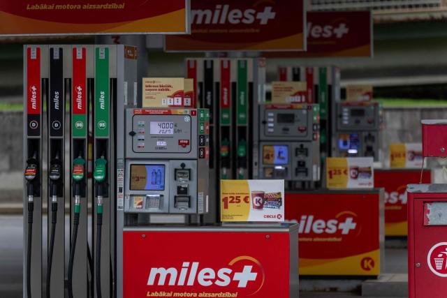 This photograph taken on October 3, 2026 shows an Circle-K petrol station in downtown of Riga, Latvia. (Photo by Wojtek RADWANSKI / AFP)