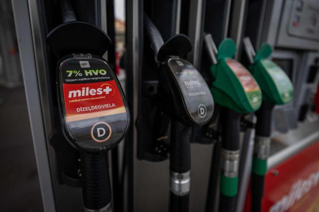 This photograph taken on October 3, 2026 shows an Circle-K petrol station in downtown of Riga, Latvia. (Photo by Wojtek RADWANSKI / AFP)