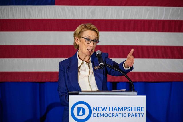 US Senator Maggie Hassan (D-NH) speaks at the 2026 Eleanor Roosevelt Dinner in Concord, New Hampshire, on October 3, 2026. (Photo by Joseph Prezioso / AFP)