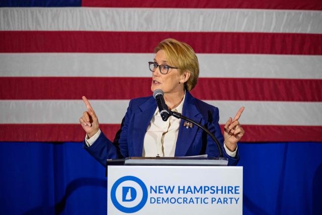 US Senator Maggie Hassan (D-NH) speaks at the 2026 Eleanor Roosevelt Dinner in Concord, New Hampshire, on October 3, 2026. (Photo by Joseph Prezioso / AFP)