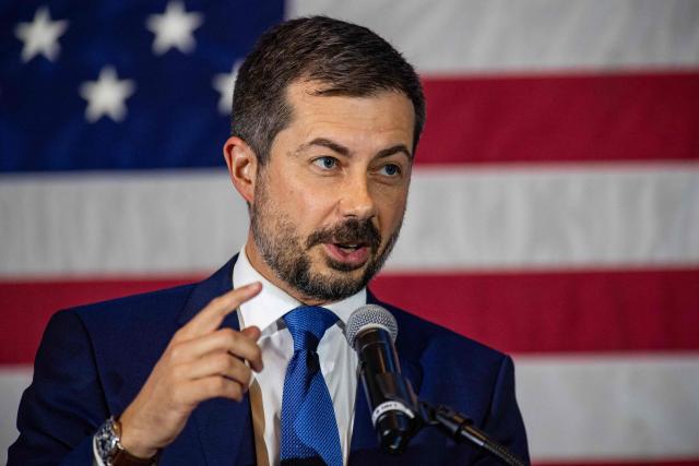 Former US Secretary of Transportation Pete Buttigieg speaks at the 2026 Eleanor Roosevelt Dinner in Concord, New Hampshire, on October 3, 2026. (Photo by Joseph Prezioso / AFP)