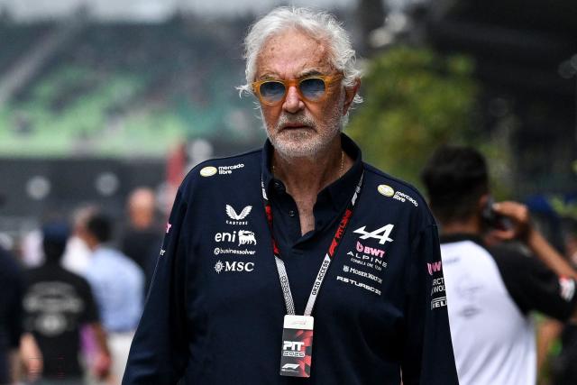 Alpine's Italian team principal Flavio Briatore arrives ahead of the Formula One Bahrain Grand Prix in Sepang on October 4, 2026. (Photo by Jade Gao / AFP)