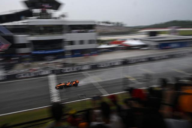 McLaren's Australian driver Oscar Piastri steers his car during the Formula One Bahrain Grand Prix in Sepang on October 4, 2026. (Photo by Jade GAO / AFP)