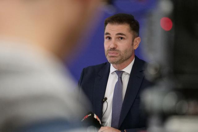 Public prosecutor Paul-Edouard Lallois takes part in a press conference by the Belfort public prosecutor on the assault of a police officer by demonstrators during a high school students protest in Belfort on October 4, 2026. A high school student suspected of having taken part in the beating of a police officer in Belfort on October 2, on the sidelines of a high school protest, has filed a complaint for attempted murder, the lawyer for this teenager told AFP. The officer had tried to arrest him before being attacked. the student is one of the two minors, aged 17 and 15, who were arrested for the beating of a police officer in Belfort on October 2, and are being prosecuted for aggravated assault and not attempted murder, prosecutor Paul-Édouard Lallois told the press on October 4. (Photo by Sébastien SAUGUES / AFP)
