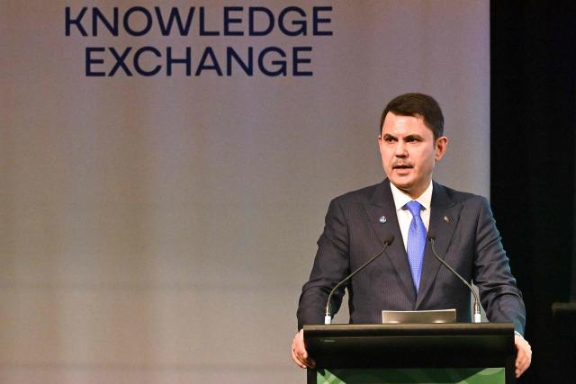 Turkey's Minister of Environment and Urban Planning Murat Kurum speaks at an opening ceremony of the Pacific Pre-COP31 Summit in Nadi on October 5, 2026. (Photo by Saeed KHAN / AFP)