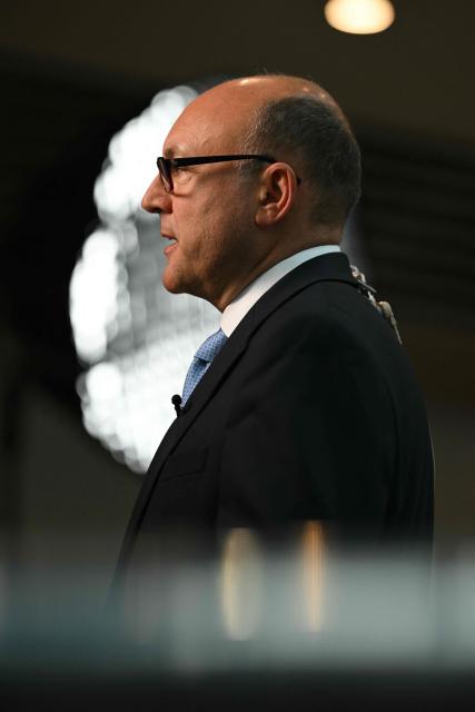 Britain's main opposition Conservative Party Shadow Chancellor of the Exchequer Andrew Griffith gives an interview on day two of the annual Conservative Party conference in Birmingham, central England, on October 5, 2026.  (Photo by Oli SCARFF / AFP)