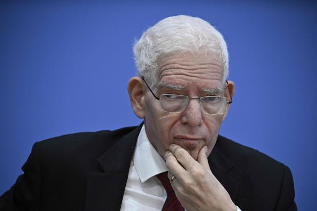 Josef Schuster, President of the Central Council of Jews in Germany (Zentralrat der Juden in Deutschland)speaks during a press conference in Berlin, on October 5, 2026. (Photo by Tobias SCHWARZ / AFP)