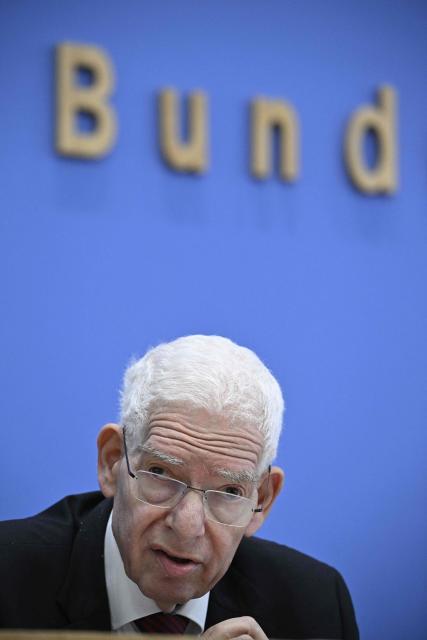 Josef Schuster, President of the Central Council of Jews in Germany (Zentralrat der Juden in Deutschland)speaks during a press conference in Berlin, on October 5, 2026. (Photo by Tobias SCHWARZ / AFP)