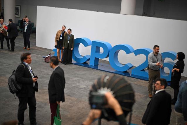 Delegates attend day two of the annual Conservative Party conference at the International Conference Centre in Birmingham, central England, on October 5, 2026.  (Photo by Oli SCARFF / AFP)