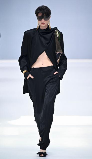 A model presents a creation for Zimmermann Women's Spring/Summer 2027 collection fashion show as part of the Paris Fashion Week, in Paris on October 5, 2026. (Photo by JULIEN DE ROSA / AFP)