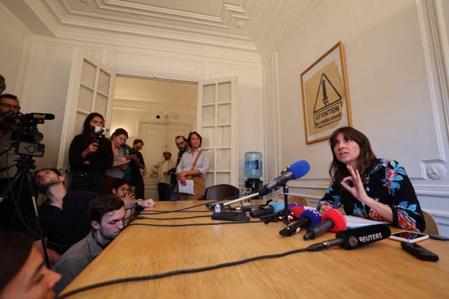 Lawyer Elsa Marcel gives a press conference at her office on October 5, 2026, on behalf of the family of 14-year-old high school student Eden, who suffered a facial injury during a high school student protest in Saint-Ouen-l'Aumone (Val-d'Oise), after the family announced a formal complaint. The complaint cites alleged "attempted intentional homicide" and alleged "intentional violence with a weapon committed by a person holding public authority against a minor under the age of 15", after Eden suffered a double jaw fracture and broken teeth on September 28 when a police officer fired a projectile at his face during a blockade at his school. (Photo by Mehdi FEDOUACH / AFP)