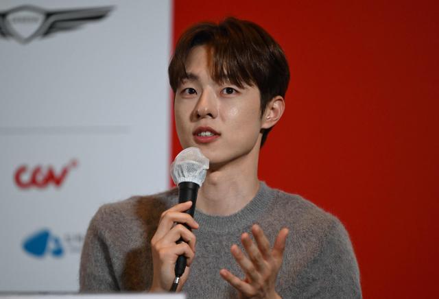 South Korean actor Kim Dong-hwi attends a press conference for the opening film "The Table: Day and Night" of the 31st Busan International Film Festival (BIFF) at the Busan Cinema Center in Busan on October 6, 2026. (Photo by Jung Yeon-je / AFP)