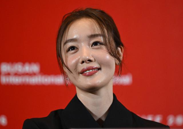 South Korean actor Han Sun-hwa attends a press conference for the opening film "The Table: Day and Night" of the 31st Busan International Film Festival (BIFF) at the Busan Cinema Center in Busan on October 6, 2026. (Photo by Jung Yeon-je / AFP)
