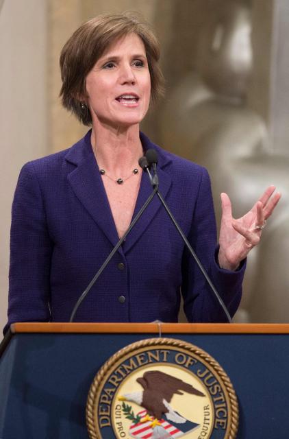 (FILES) Acting Deputy US Attorney General Sally Yates speaks during an event for National Slavery and Human Trafficking Prevention Month at the Justice Department in Washington, DC, January 29, 2015.   AFP PHOTO/JIM WATSON. Cornell University on October 6, 2026, named Sally Yates, a former top US prosecutor, to assess the elite college's handling of an alleged 2024 gang rape of a student that has provoked national outrage. The incident, as alleged in a graphic lawsuit filed last month, has drawn accusations that the Ivy League institution in New York state failed to properly punish the men involved. Cornell said that Sally Yates, who served as deputy US attorney general from 2015 to 2017 and briefly led the Justice Department, would conduct a "detailed review" of the university's response to the rape allegations. (Photo by Jim WATSON / AFP)