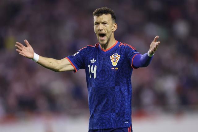 Croatia's midfielder #14 Ivan Perisic reacts during the UEFA Nations League Group A3 football match between Croatia and Spain at the Poljud stadium in Split on October 6, 2026. (Photo by MARKO PERKOV / AFP)