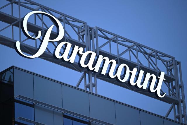 (FILES) The Paramount logo is displayed at Columbia Square along Sunset Blvd in Hollywood, California on March 9, 2023. Paramount on October 6, 2026, completed its takeover of Warner Bros. Discovery, uniting two of Hollywood's most storied studios in a media empire spanning television, news and cinema under the control of David Ellison. The combined company, renamed Skydance, brings together Paramount Pictures and Warner Bros. Pictures, the CBS News and CNN networks, and the HBO and CBS television brands. (Photo by Patrick T. Fallon / AFP)