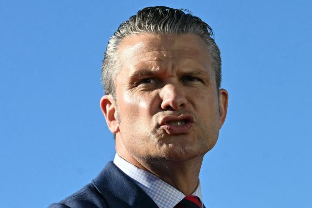 US Secretary of Defense Pete Hegseth speaks ahead of President Donald Trump at Anduril Industries in Sparrows Point, Maryland, on October 6, 2026. (Photo by Jim WATSON / AFP)