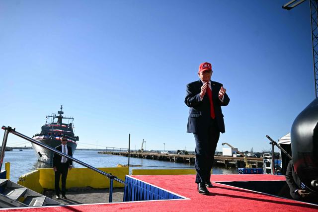 US President Donald Trump speaks at Anduril Industries in Sparrows Point, Maryland, on October 6, 2026. (Photo by Jim WATSON / AFP)