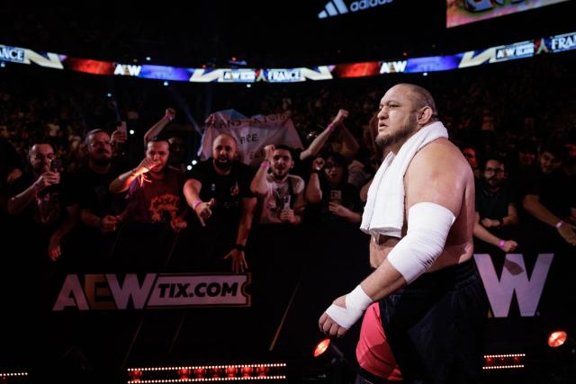 Wrestler Samoa Joe arrives for the AEW Grand Slam event at the Adidas Arena in Paris on October 6, 2026. (Photo by Simon WOHLFAHRT / AFP)