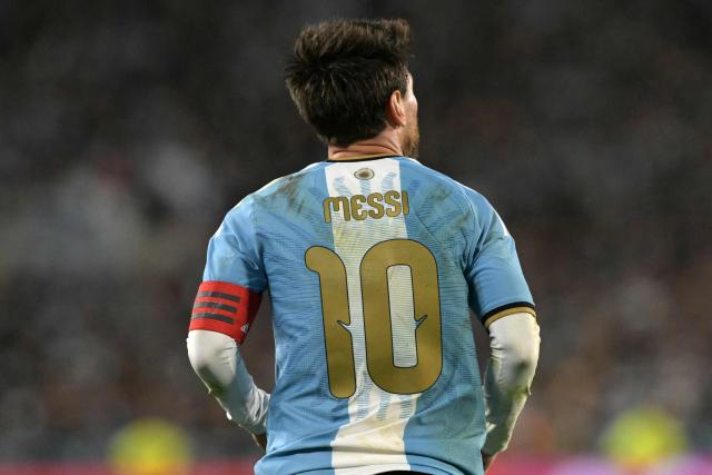 Argentina's forward #10 Lionel Messi runs during the international friendly football match between Argentina and Benin at the Mas Monumental stadium in Buenos Aires on October 6, 2026. (Photo by JUAN MABROMATA / AFP)