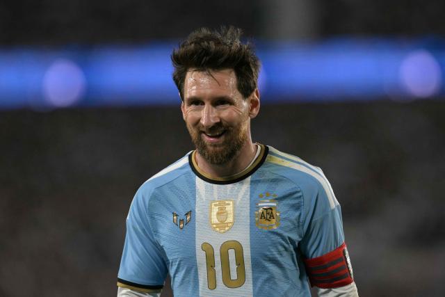 Argentina's forward #10 Lionel Messi looks on during the international friendly football match between Argentina and Benin at the Mas Monumental stadium in Buenos Aires on October 6, 2026. (Photo by JUAN MABROMATA / AFP)