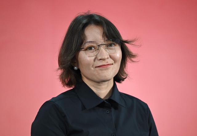 Kazakhstani actress Samal Yeslyamova attends a press conference of the Competition Jury for the 31st Busan International Film Festival (BIFF) at the Busan Cinema Center in Busan on October 7, 2026. (Photo by Jung Yeon-je / AFP)