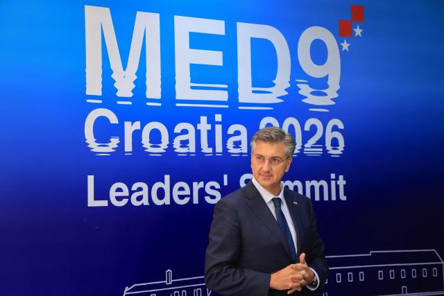 Croatia's Prime Minister Andrej Plenkovic waits for leaders during the MED9 summit in Split on October 7, 2026, where the leaders of nine EU nations and invited leaders are gathering. (Photo by Ludovic MARIN / AFP)