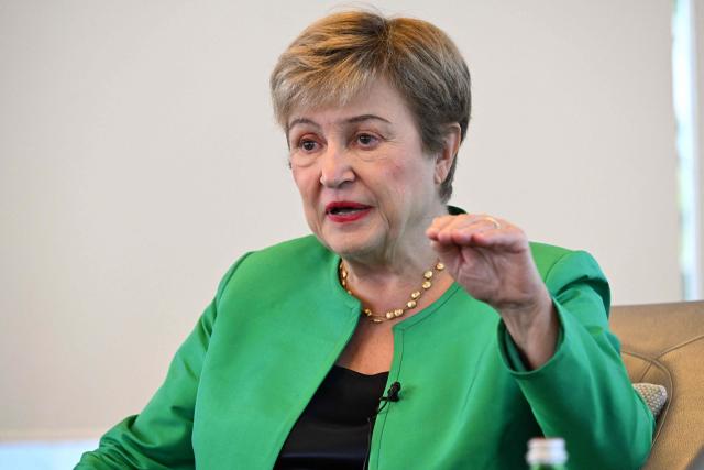 Kristalina Georgieva, managing director of the International Monetary Fund (IMF), speaks during an interview with AFP after the IMF Annual Meetings Curtain Raiser in Singapore on October 7, 2026. The global AI boom is fast becoming the key driver of economies around the world but the boom is risking wider global inequality by leaving some nations behind, IMF chief Kristalina Georgieva warned on October 7. (Photo by Roslan RAHMAN / AFP)