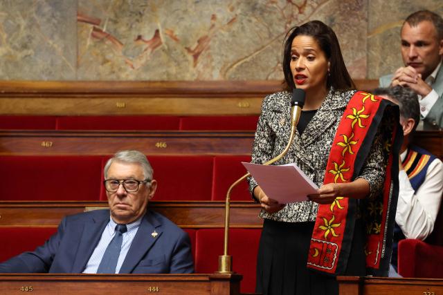 Libertes, Independants, Outre-Mer et Territoires' MP Estelle Youssouffa speaks during the weekly Questions to the Government session at the French National Assembly in Paris on October 7, 2026.  (Photo by MEHDI FEDOUACH / AFP)