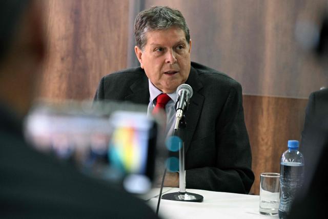 Bolivia's Hydrocarbons Minister Marcelo Blanco speaks during a press conference in La Paz on October 7, 2026. (Photo by Aizar RALDES / AFP)