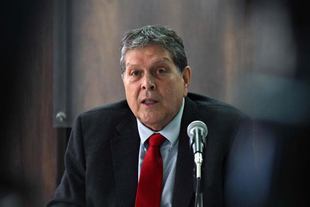 Bolivia's Hydrocarbons Minister Marcelo Blanco speaks during a press conference in La Paz on October 7, 2026. (Photo by Aizar RALDES / AFP)