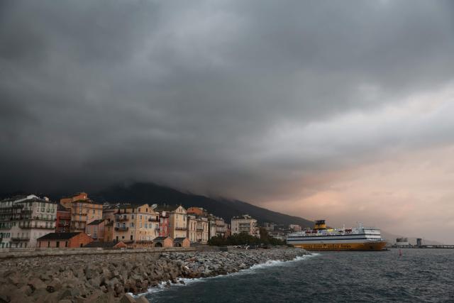 This photograph shows a Corsica Ferry boat in the port of Bastia, on the French Mediterranean island of Corsica, on October 6, 2026. (Photo by Pascal POCHARD-CASABIANCA / AFP)