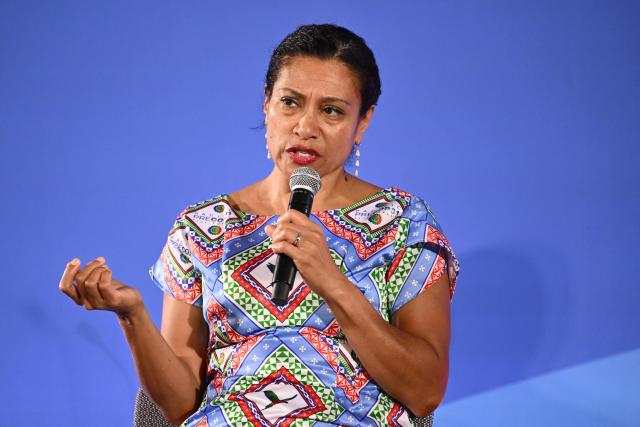 Fiji’s Minister for Information, Environment and Climate Change Lynda Tabuya during a press conference at the Pacific Pre-COP31 Summit in Nadi, on October 8, 2026. This week's "pre-COP" meetings in the Fijian city of Nadi are a precursor to the larger UN-sponsored global climate summit -- known as COP31 -- to be held in Turkey next month. (Photo by Saeed KHAN / AFP)