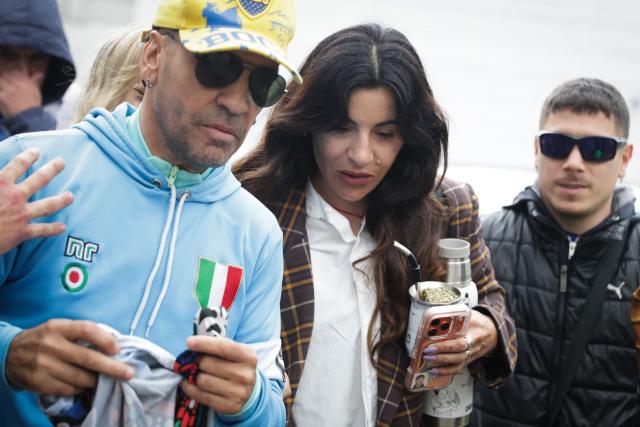 Giannina Maradona, daughter of late Argentine football legend Diego Maradona, arrives at the court before a hearing in the trial over Maradona's death in San Isidro, Buenos Aires province, Argentina, on October 8, 2026. (Photo by AFP)