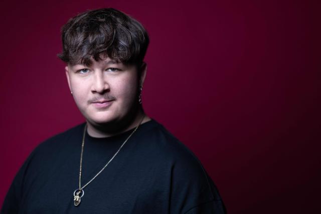 Belgian singer-songwriter and rapper TeddyBear poses during a photo session in Paris on October 7, 2026. (Photo by Joel Saget / AFP)