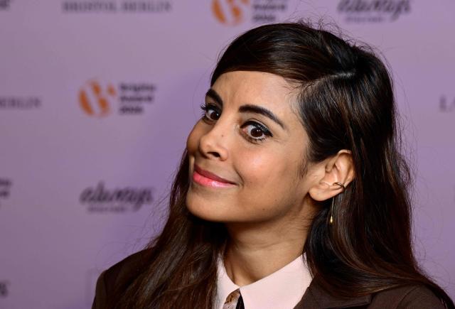 German TV presenter and actress Collien Fernandes poses on the red carpet ahead the awarding ceremony of the BRIGITTE Award at the cinema International in Berlin, on October 08, 2026. The prize by biweekly women's magazine in Germany BRIGITTE is awarded for the third time to women in different categories. (Photo by John MACDOUGALL / AFP)