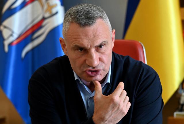 Kyiv's mayor Vitali Klitschko speaks during an interview with AFP at his office in Kyiv on October 8, 2026, amid Russian invasion in Ukraine. The wave of Russian strikes that have pummelled the Ukrainian capital, hitting bridges and key infrastructure in recent weeks have pushed Kyiv into survival mode ahead of the winter, the city's mayor told AFP on October 8, 2026. In a tactical shift, Russia has expanded its strikes against Kyiv, targeting key bridges and the city centre in daytime drone attacks. (Photo by Sergei SUPINSKY / AFP)