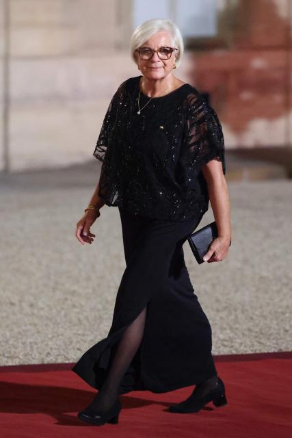 France's Defence Minister Catherine Vautrin poses upon arrival ahead of a state dinner hosted by France's President as part of the state visit of Germany's President, at The Elysee Presidential Palace in Paris on October 8, 2026. (Photo by Ludovic MARIN / AFP)