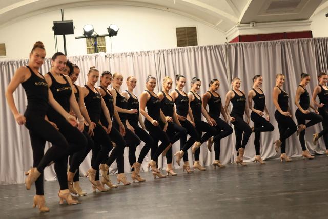 Radio City Rockettes during a press preview October 8, 2026 for the very first behind-the-scenes look at portions of the brand-new scene “Ring” in New York. The tap choreography of “Ring” was created in collaboration with renowned choreographer and tap dancer Chloe Arnold and showcases the versatility of the Rockettes. The 2026 Christmas Spectacular opens on November 4, at Radio City Music Hall. (Photo by TIMOTHY A. CLARY / AFP)
