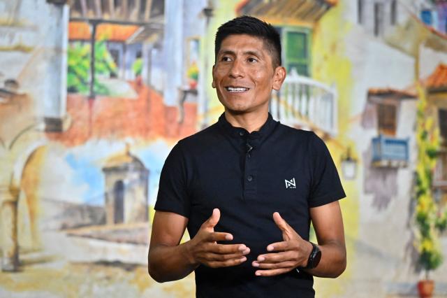 Colombian cyclist Nairo Quintana speaks during an interview in Cartagena, Colombia, on October 8, 2026, as he prepares to retire from professional cycling. (Photo by Manuel Pedraza / AFP)