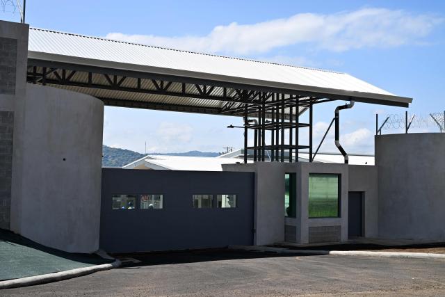 Exterior view of the High-Security Center for Organized Crime Containment (CACCO) in Alajuela, Costa Rica, on October 8, 2026. The mega-prison, modeled after El Salvador's maximum-security CECOT, is scheduled to be inaugurated on October 14, 2026, as Costa Rica seeks to strengthen its response to organized crime. (Photo by Ezequiel BECERRA / AFP)