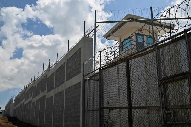 Exterior view of the High-Security Center for Organized Crime Containment (CACCO) in Alajuela, Costa Rica, on October 8, 2026. The mega-prison, modeled after El Salvador's maximum-security CECOT, is scheduled to be inaugurated on October 14, 2026, as Costa Rica seeks to strengthen its response to organized crime. (Photo by Ezequiel BECERRA / AFP)
